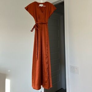 Azazie Rust Maxi Wrap Dress